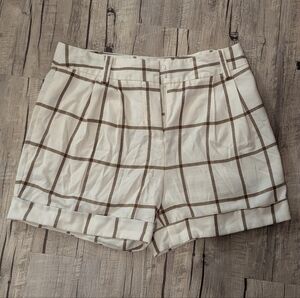 Worthington Women's Checkered Shorts - Cream and Brown